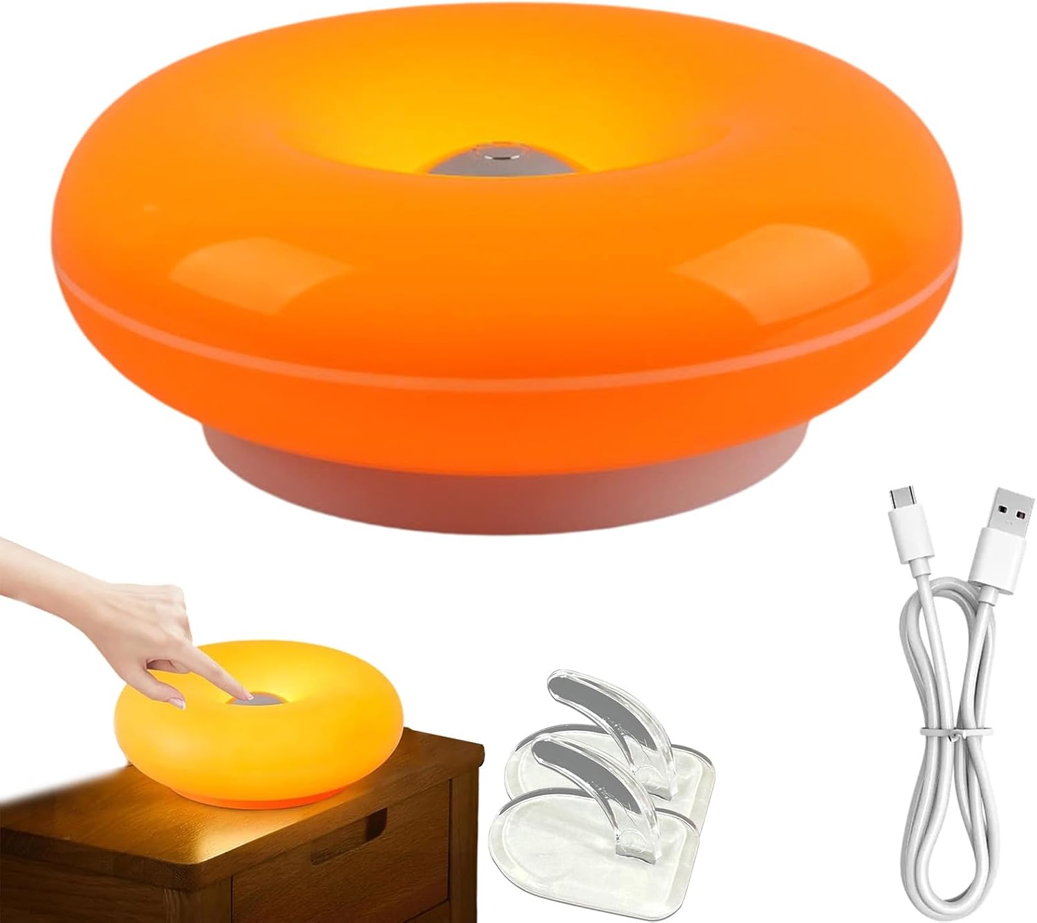 Colour Changing Bulb - Creative Orange Donut Atmosphere Lamp, Rechargeable