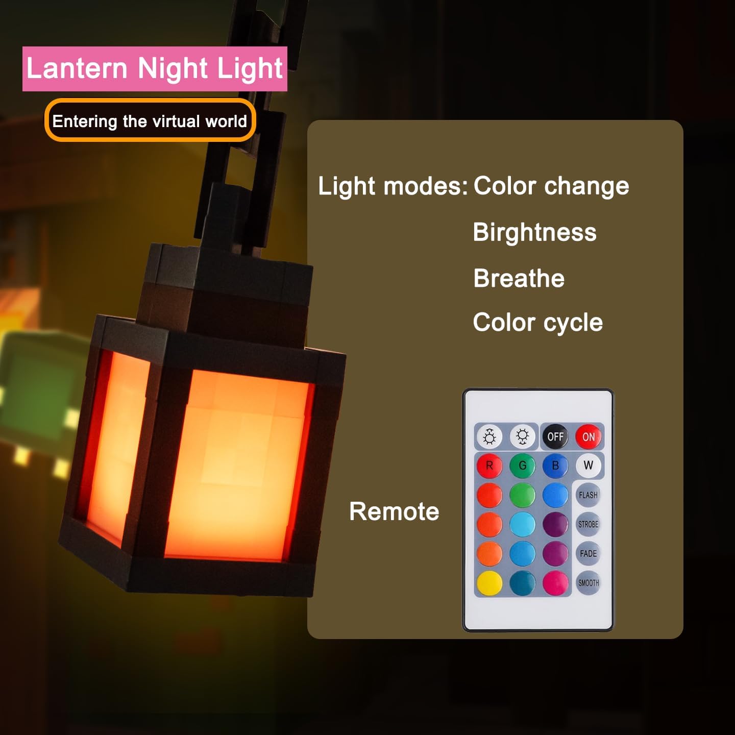 Pixelated Lantern Night Light, - Lighting Decor Minecraft recension och pris
