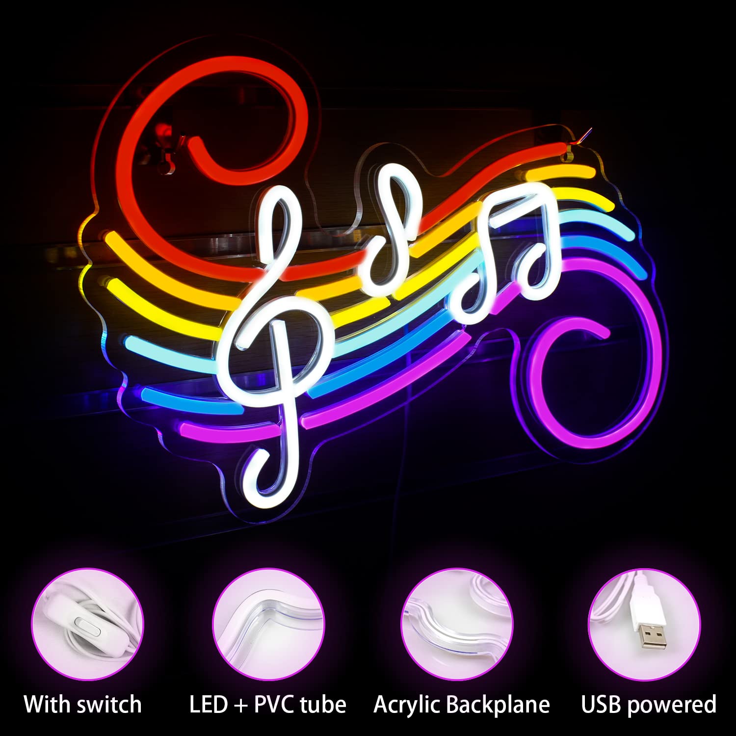 Music Notes Neon Sign Customiz - Lighting Decor Wedding recension och pris