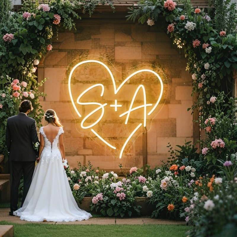 Custom Initials Heart LED Neon - Lighting Decor Items recension och pris