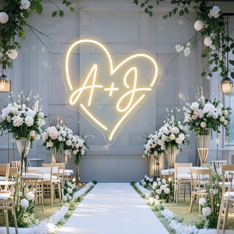 Custom Initials Heart LED Neon - Lighting Decor Items recension och pris