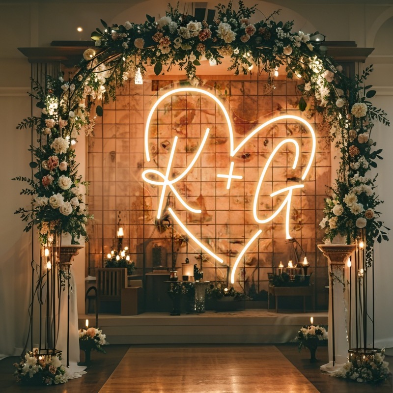 Custom Initials Heart LED Neon - Lighting Decor Items recension och pris