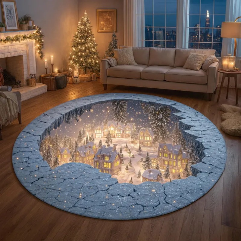 3D Christmas Village Rug Winte - Bathroom Lighting Decor Ideas recension och pris
