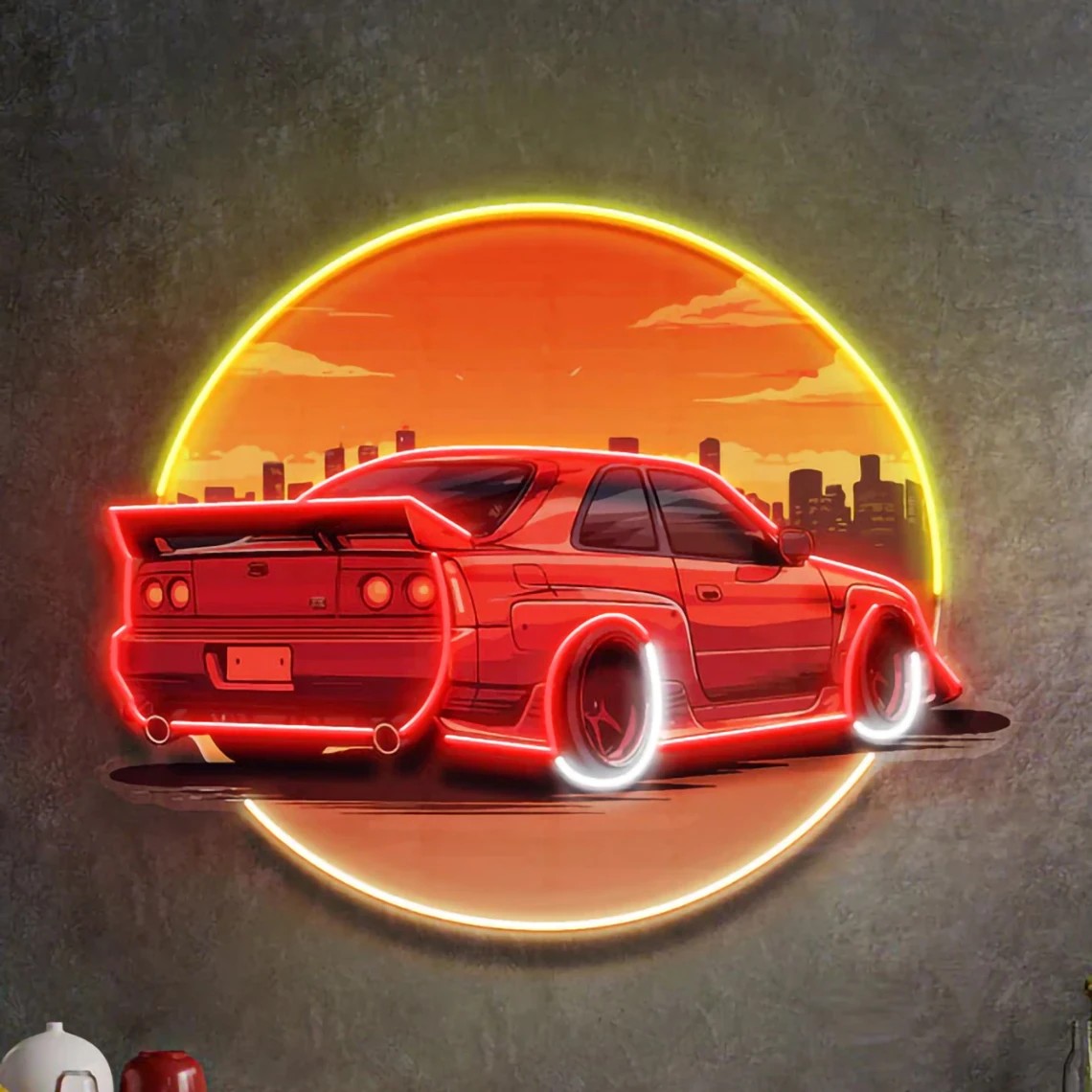 Stylish Sunset Car Neon Wall S - Bathroom Lighting Decor Ideas recension och pris