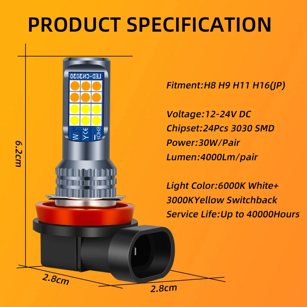 2Pcs LED Fog Lamp Bulbs For Su - Colour Changing Bulb recension och pris